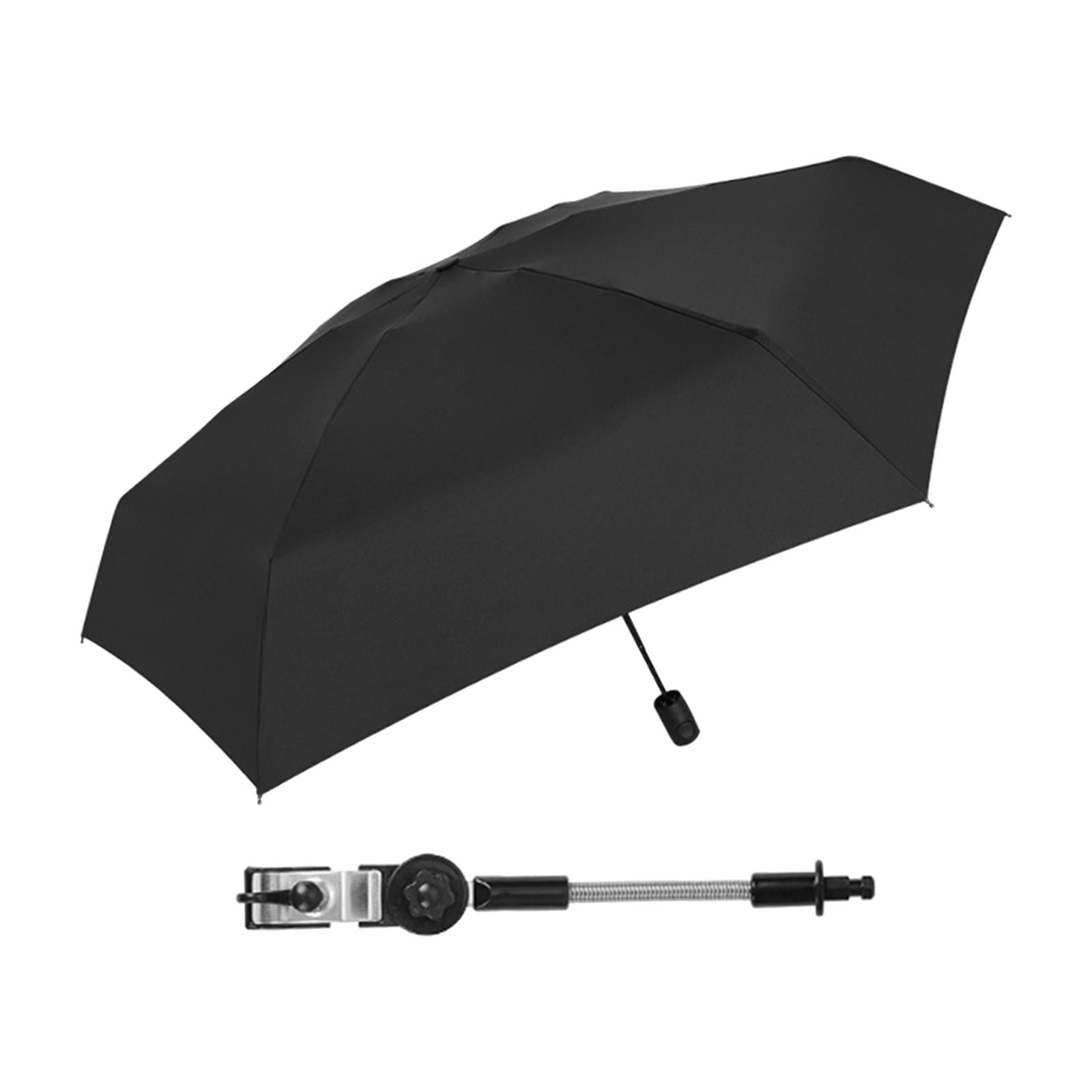 Clamp on Umbrella with Clamp Foldable Beach Umbrella for Fishing Patio Chair Black