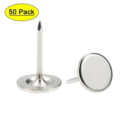 

Uxcell 0.43 x0.67 Upholstery Nails Tacks Flat Head Furniture Nails Pins Iron Silver Tone 50Pcs