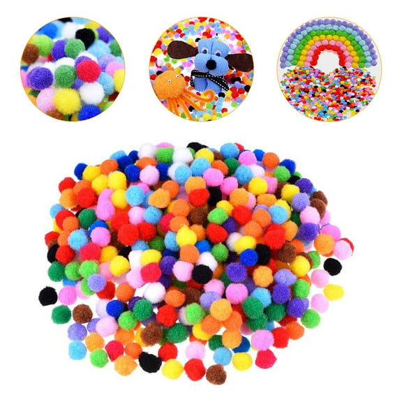 KALLORY 500pcs Assorted Pom Poms for Crafts, Handmade Projects, Decorations, Kids Art Supplies