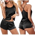thumbnail image 2 of Conjunto de Pijama de satén de encaje para mujer, ropa de dormir Sexy, Tops sin mangas y pantalones cortos, conjuntos de 2 piezas qym unisex, 2 of 2