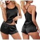 thumbnail image 2 of Conjunto de Pijama de satén de encaje para mujer, ropa de dormir Sexy, Tops sin mangas y pantalones cortos, conjuntos de 2 piezas qym unisex, 2 of 2