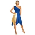 thumbnail image 2 of Kaerm Women Metallic Praise Dance Dress Color Block One Shoulder Liturgical Worship Dance Dress Blue L, 2 of 7