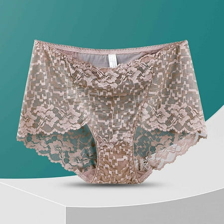 Srogem Womens Sexy High Waisted Underwear Lace Briefs Curvy Silky French Cut Panties Breathable Lace Briefs Granny Panty