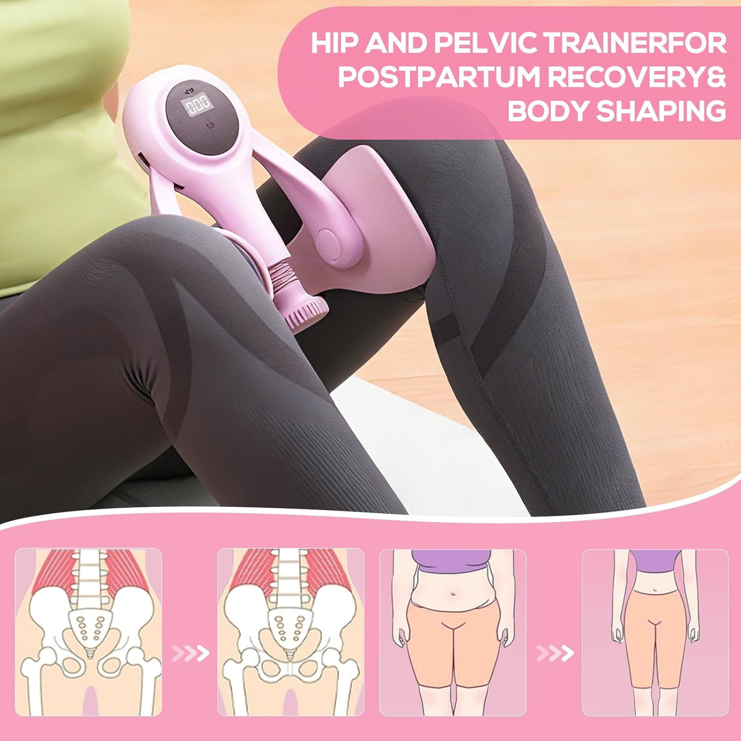 CYFIE Arm & Leg Trainer with 2 Resistance Bands, Adjustable Kegel Exerciser for Inner Thigh Toning & Hip Recovery, Home Office Fitness Equipment for Glute Activation
