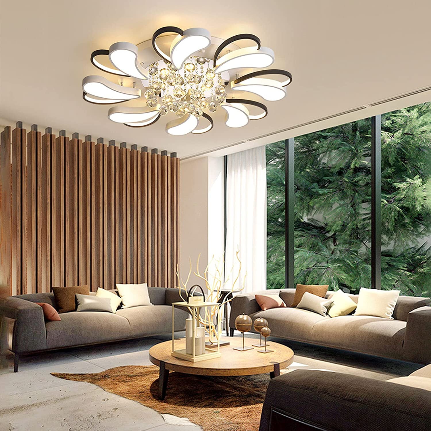 Miumaeov Modern Flower Chrome Crystal Flush Mount Chandelier Lighting LED Flush Mount Ceiling Light Crystal Bright Fixture for Living Room Dining Room Foyer L31 H6.3 Walmart