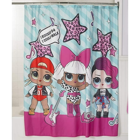 - LOL Surprise! My Debut Kids Bath, Fabric Shower Curtain and Hooks - I Rocked B4 I Could Walk