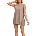 thumbnail image 2 of Women's Sleeveless Sweater Fit Tunic Tops 2 Piece Set Shorts Outfit Top for Summer Casual Beach Vacation Root Color XL, 2 of 8