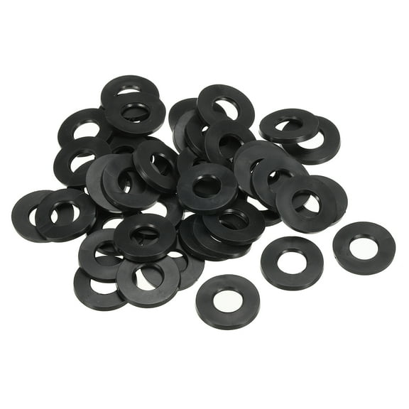 Uxcell M8 Rubber Flat Washer 8mm ID 18mm OD 1.5mm Thick Sealing Spacer Gasket Ring,Black, 40 Pack