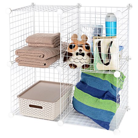 Sortwise Multi Use Diy 4 Cube Grid Wire Storage Shelves Cube Closet Organizer Bookcase Bookshelf Stackable Storage White Walmart Canada