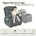 thumbnail image 6 of Barara King Kids Recliner Chair,Kids Recliner Chair with Cup Holder and Footrest for Children-Gray, 6 of 7