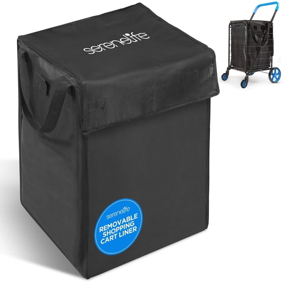 SereneLife Waterproof & Tear-Resistant Shopping Cart Liner, 600D Oxford Fabric for Groceries, Laundry & More Compatible with Foldable Carts