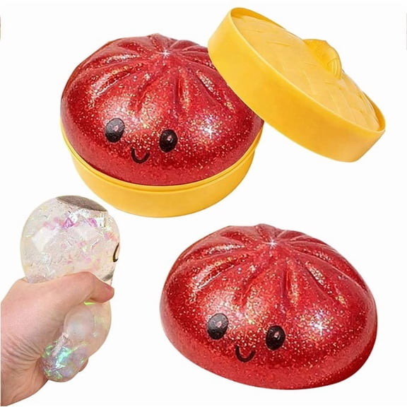 Squishy Toy-Squishy Bun Dumpling,Glitter Dumpling Squishy Mystery Box,Squishy Toys Mystery Rainbow Dumpling 4 Inch Jumbo Stress Ball Soft Squeeze Dough Fidget Toy Anxiety Relief Desk Accessory