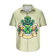 thumbnail image 2 of Tuosodrolic Mens St.Patrick's Day Shirt Irish Clover Print Casual Short Sleeve Hawaiian Button Up Shirts Graphic Tees Top, 2 of 3