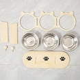 thumbnail image 6 of Gytml Elevated Triple Cat Bowls With Wooden Stand, Raised 3 Stainless Steel Dishes For Food Water, Easy Clean Feeder For Cats & Small Dogs(White-16.85Inch), 6 of 8