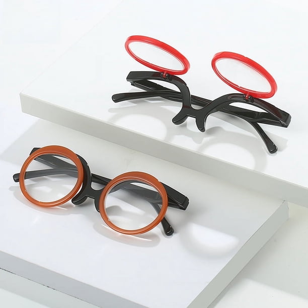 Gafas de maquillaje con montura multicolor que se abren hacia arriba y hacia abajo para personas mayores, gafas de maquillaje con una sola apertura
