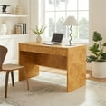 thumbnail image 2 of Scranton & Co 2-Drawer Burl Wood Desk with Full-Glide Drawers, 2 of 9
