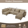 thumbnail image 4 of Wiilayok 130" Corduroy U-Shaped Modular Sectional Sofa 6-Seat Cloud Fluffy Couch Set for Living Room with Ottoman, USB Port, Cup Holder, Storage, Camel, 4 of 9