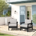 thumbnail image 4 of SERWALL 2PCS Outdoor HDPE Patio Couch Sets with Cushions, Weather-Resistant Patio Furniture for Poolside, Patio, Balcony, Porch & Backyard, Black / Khaki, 4 of 8