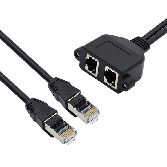 FVH Dual Ports UTP Cat6 Male to Female Lan Ethernet Network Extension Cable 8P8C FTP STP with Panel Mount Holes