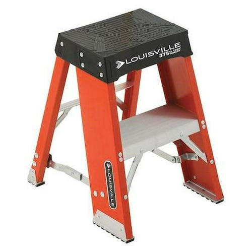 2 Steps, Fiberglass Step Stand, 375 lb. Load Capacity, Orange/Silver