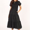 thumbnail image 1 of Vestido largo elegante para mujer Vestido túnica de gasa Cuello redondo Color sólido Traje diario FLhrweasw Nuevo, 1 of 7