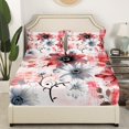 thumbnail image 3 of Flower Sheet Set Daisy Floral Bed Sheets Set for Women, Red Gradient Bedding Queen Size Vintage Ombre Sheets, Oil Painting Aesthetic Top Sheet Room Decorative, 3 of 5
