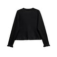 thumbnail image 7 of Women's Casual Fashion Solid Color Short Sweater Ruffled Top for Fall Winter Feminine Touch,Black,L, 7 of 7