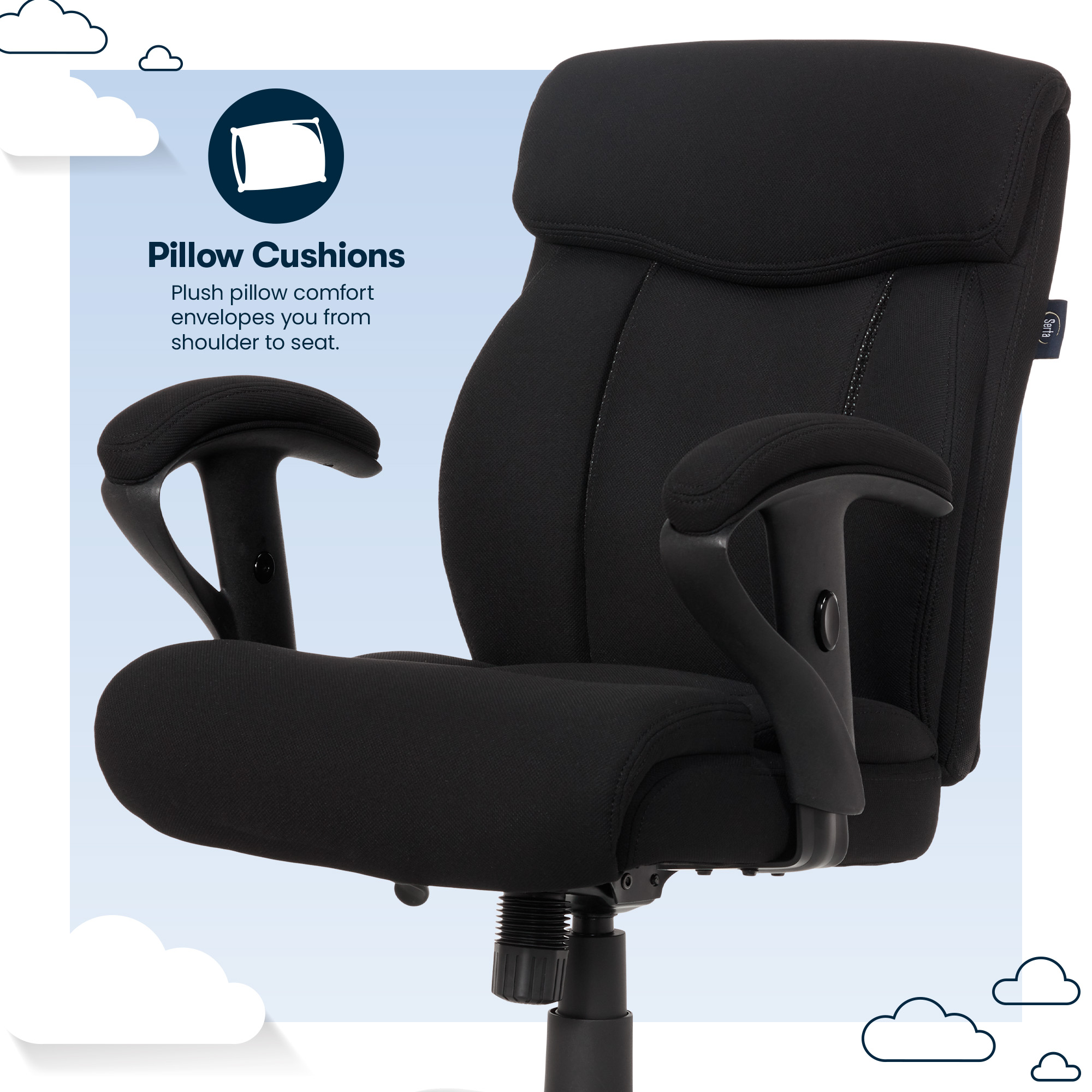 Serta Big & Tall Fabric Manager Office Chair, Supports up to 300 lbs, Black - image 4 of 15