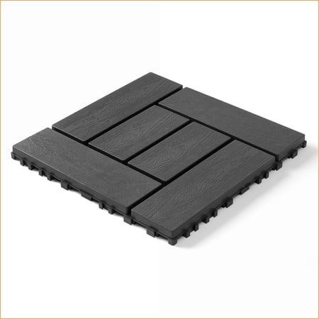Interlocking Deck Tiles | 12x12 Inch 44-Pack | DIY Modular for Indoor Outdoor Balcony Courtyard | PP Material | slate gray