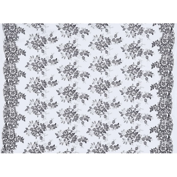 Zelouf Betsy Floral Embroidered Poplin  , Sewing, DIY, Crafts Fabric by the Yard, White/black, 3 Yard