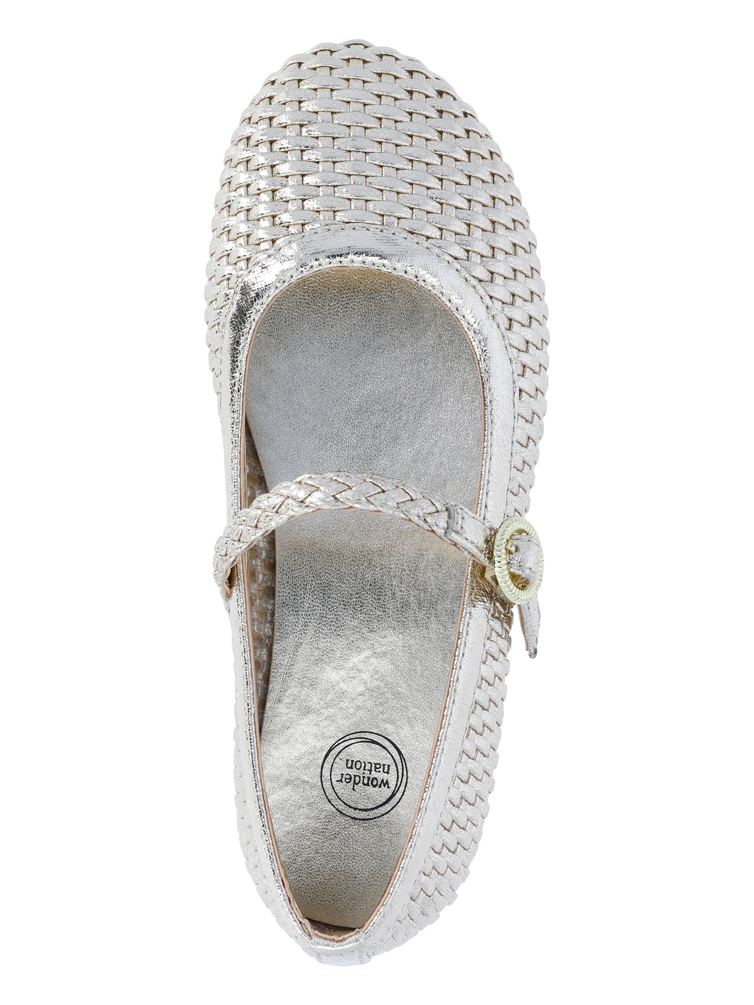 Wonder Nation Little and Big Girls' Woven Ballet Dress Shoes