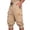 Khaki, variant on Mens Capri Pants Summer Casual Heavyweight Elastic Waist Relaxed Fit Cropped Cargo Pants with Pockets