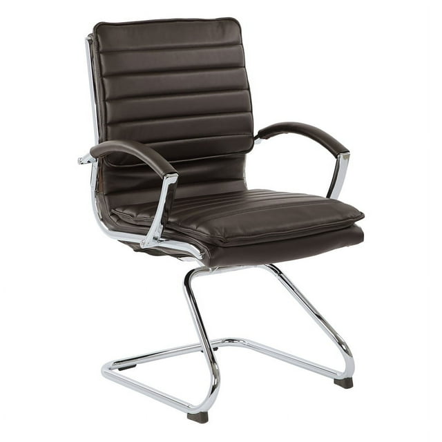 Office Star Guest Faux Leather Chair in Espresso with Chrome Base
