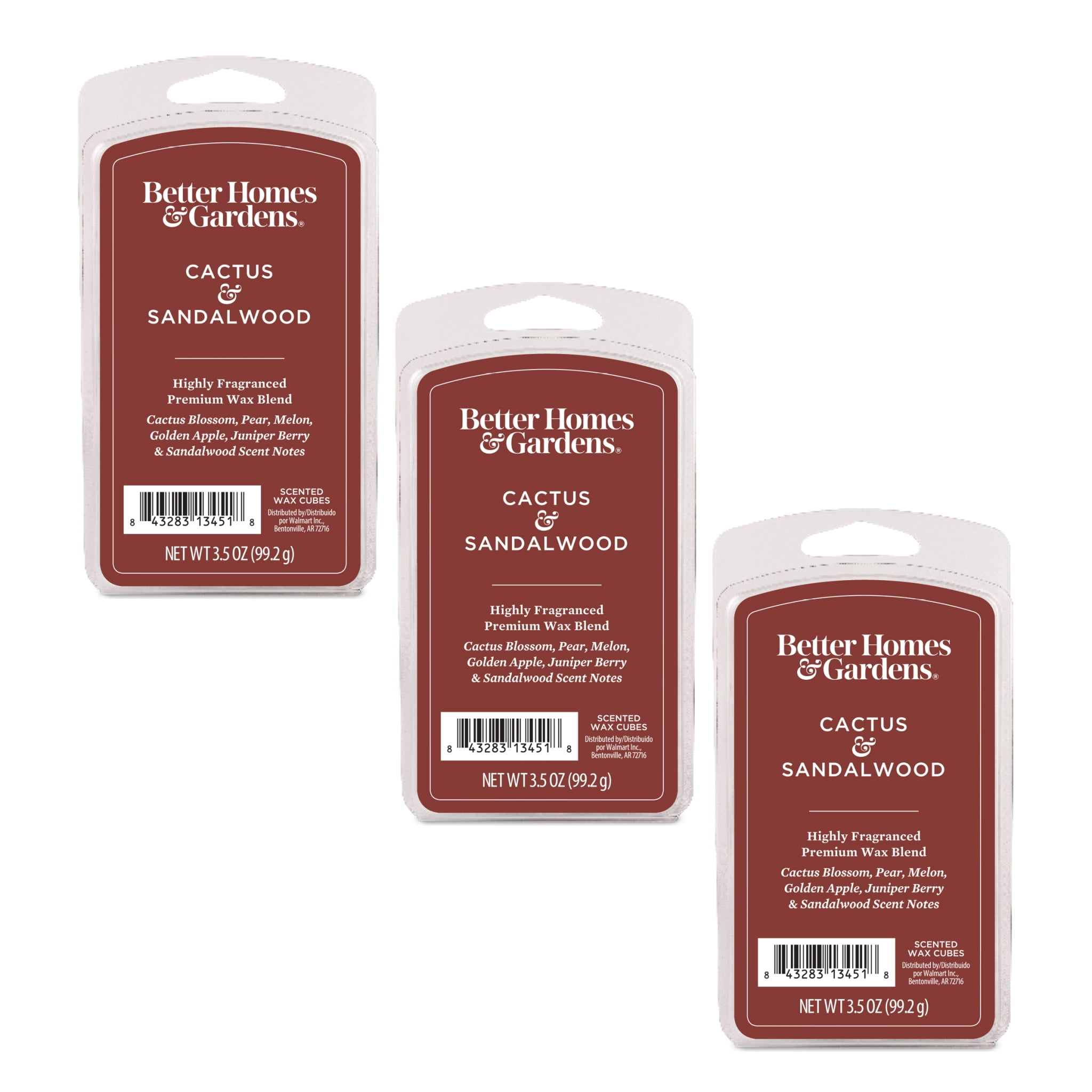 Cactus & Sandalwood Premium Scented Wax Melts, Better Homes & Gardens, 3.5 oz (3-Pack)