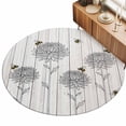 thumbnail image 2 of Round Area Rugs 3.3Ft, Bumble Bee Flowers Non-Slip Washable Circle Rugs Carpet, Farmhouse Animals Flowers Wooden Grain Indoor Outdoor Rug Floor Mats Throw Runner for Bedroom Living Room Bathroom, 2 of 8
