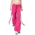 thumbnail image 1 of Mode Femmes Mode Urbaine Jambes Larges Taille Haute Droite Pantalons Cargo avec Poches, 1 of 5