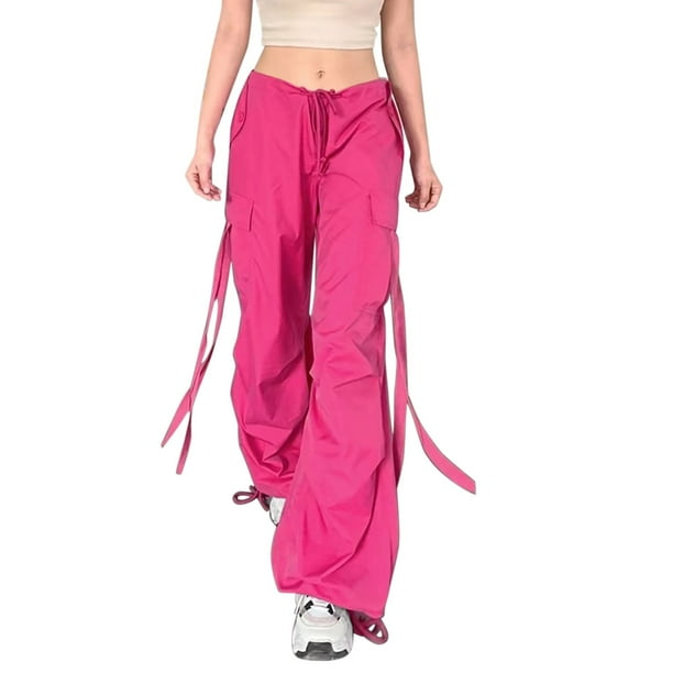 Pantalones cargo anchos para mujer: cintura alta, pierna recta, múltiples bolsillos, algodón y poliéster, ropa urbana