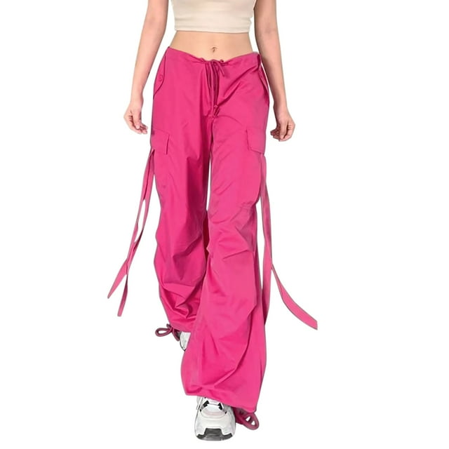 Pantalones cargo anchos para mujer: cintura alta, pierna recta, múltiples bolsillos, algodón y poliéster, ropa urbana