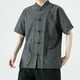 thumbnail image 5 of Camisas s Para Hombre Camiseta de manga corta de algodón con cuello Retro para hombre, ropa Tang, placa con hebilla, camiseta informal de algodón transpirable Hanfu para hombre (Dark Gray, 3XL), 5 of 7