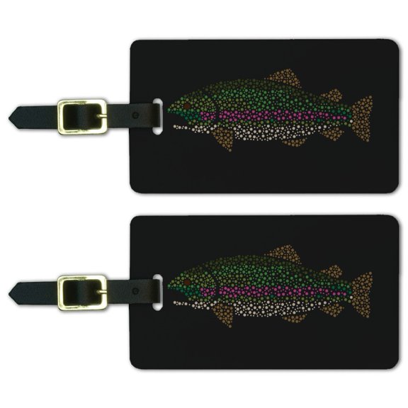 Rainbow Trout Fish Dots Spots Pattern Luggage ID Tags Suitcase Carry-On Cards - Set of 2