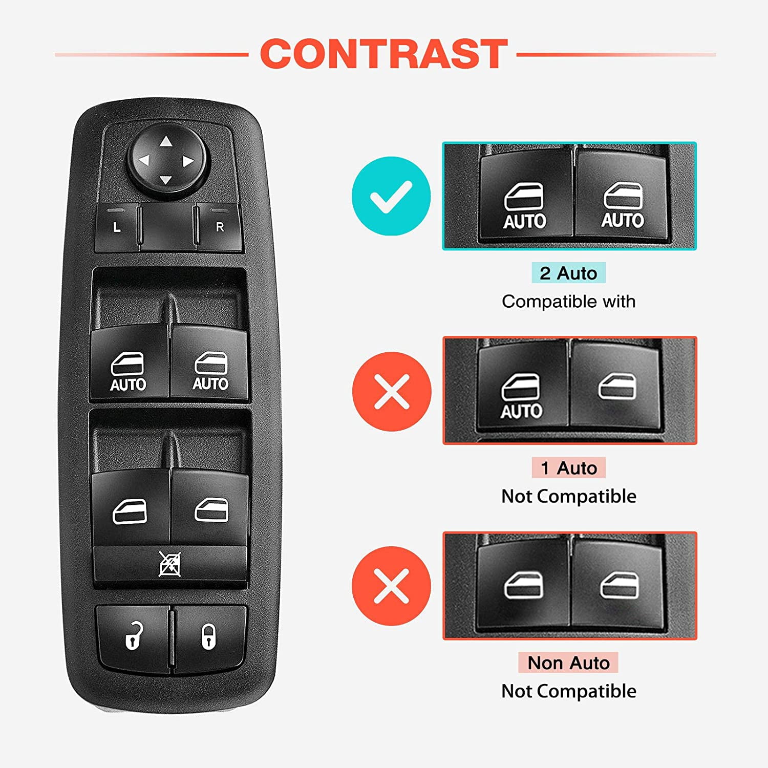 4602863AD Master Power Window Switch Driver Side Compatible for Dodge Ram 2009 2010 2011 2012 
