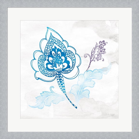 Eastern Boho II Peacock Blue by Wild Apple Portfolio, Framed Wall Art, 19.5W x 19.5H