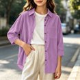 thumbnail image 2 of Smupbvky Corduroy Tops for Girl Collared Button up Shirts with Front Pocket Fall Long Sleeve Dressy Casual Blouses (14-15 Years, Purple), 2 of 9
