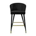 thumbnail image 4 of HomeStock City Chic Modern, Contemporary Velvet Upholstered Counter Height Stool with Channel Tufting and Gold Tipped, Black Metal Legs, Grey, 20" W x 21" D x 36.5" H-Color:Black, 4 of 10