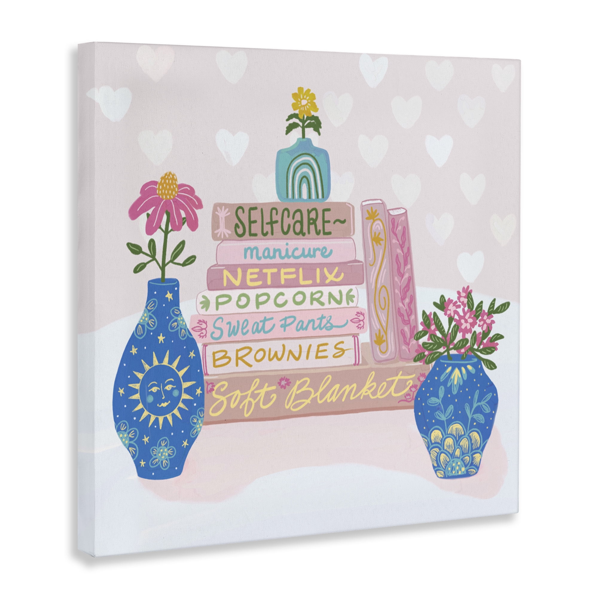 Stupell Industries Cozy Boho Self Care Books Canvas Wall Art, design by Connie Summers