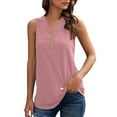 thumbnail image 2 of Scyoekwg Casual Sleeveless Tops for Women Slim Fit V-Neck Button Tank Tops Solid Color Tops Vest Summer Camisole Comfortable Pink XXL(12), 2 of 6