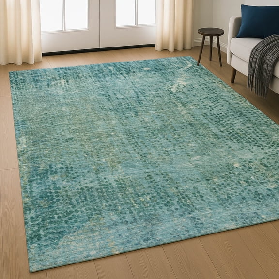 Addison Rugs Mayfield Premium Machine Washable Transitional Abstract Teal Rectangle Rug, 10' X 14' Machine Washable Transitional Abstract Teal Oversized Sherpa Throw Blanket