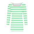 thumbnail image 7 of Atogsazn 3/4 Sleeve Shirts for Women Spring Striped Square Neck Business Casual Tops Loose Work Blouses 01-Green XXXXL, 7 of 7