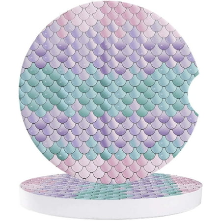 

FMSHPON Ocean Theme Colorful Mermaid Scale Set of 6 Car Coaster for Drinks Absorbent Ceramic Stone Coasters Cup Mat with Cork Base for Home Kitchen Room Coffee Table Bar Decor