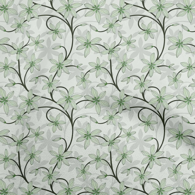 oneOone Coton Jersey Vert Clair Floral Rétro Robe Tissu Tissu Imprimé par la Cour 58 Pouces de Large